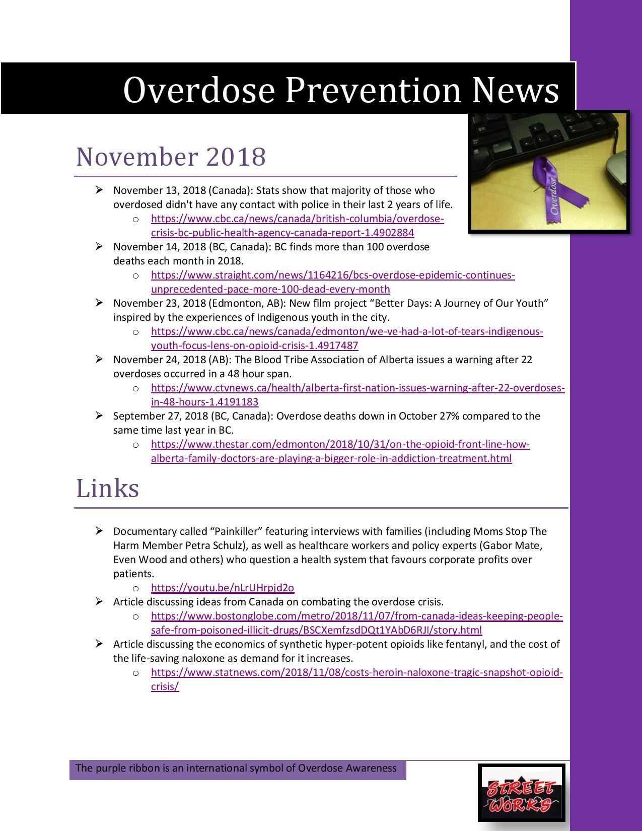Hinton Overdose Prevention Streetworks News 2018